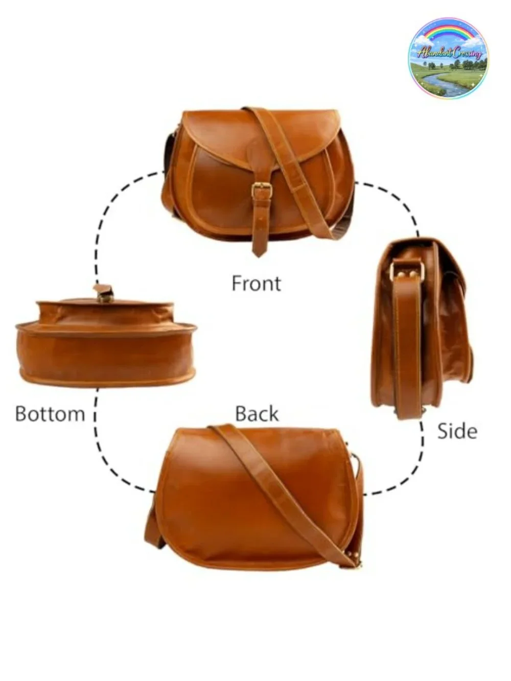 Handmade Vintage Leather Crossbody Bag Women Shoulder Purse Adjustable Strap